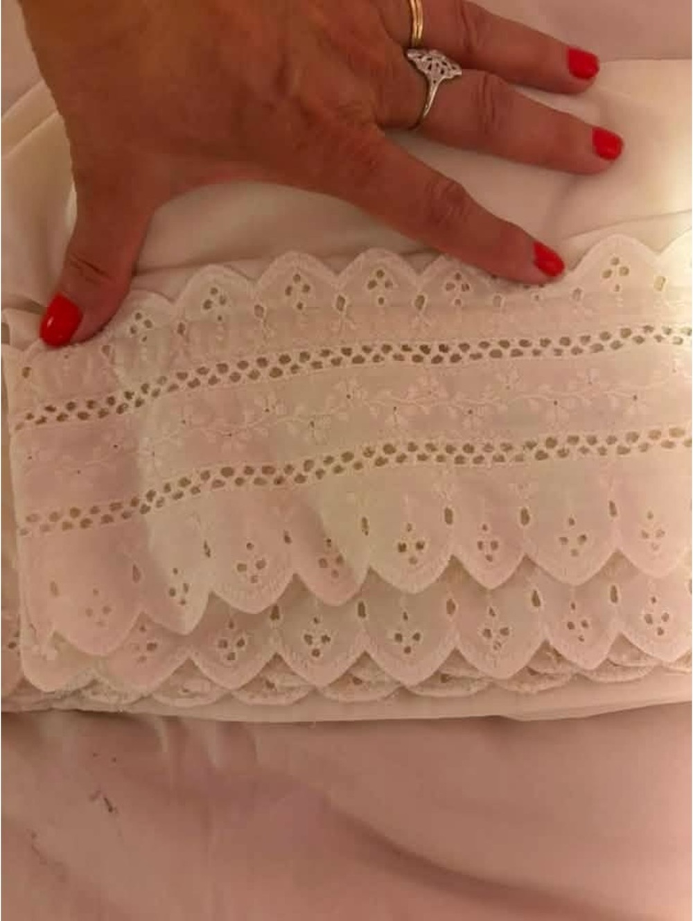 Vtg Wamsutta Penobscot Plus Beige Eyelet Double Flat Sheet NOS Wamsutta d6